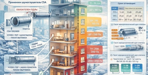 Расчёт и подбор вытяжной вентиляции для жилого дома 100 м (Москва). Уровень шума и методы борьбы
