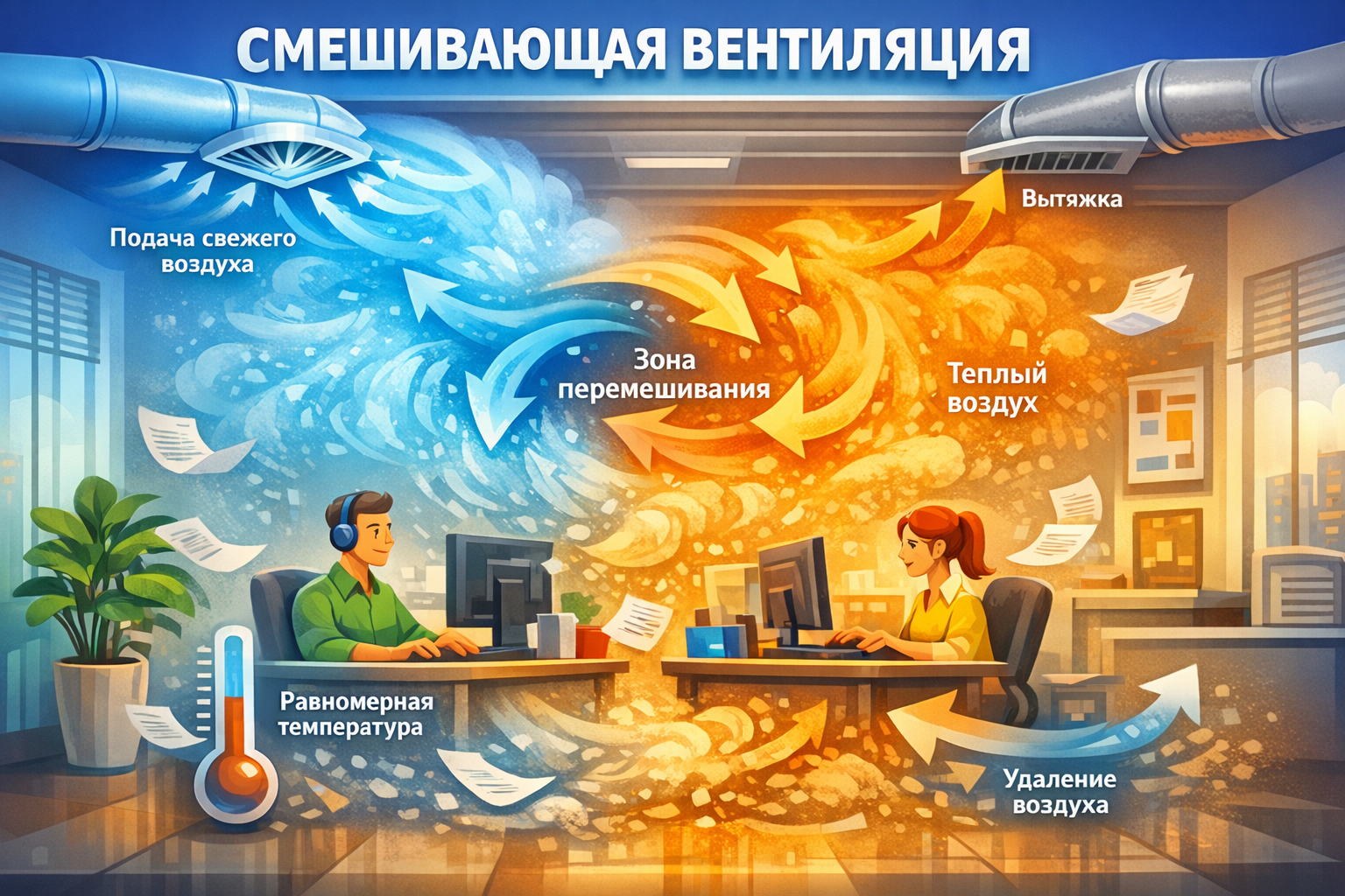 Перемешивающая система вентиляции